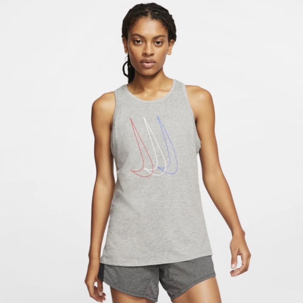 NEW Nike Yoga Dri-Fit Swoosh Grey Tank